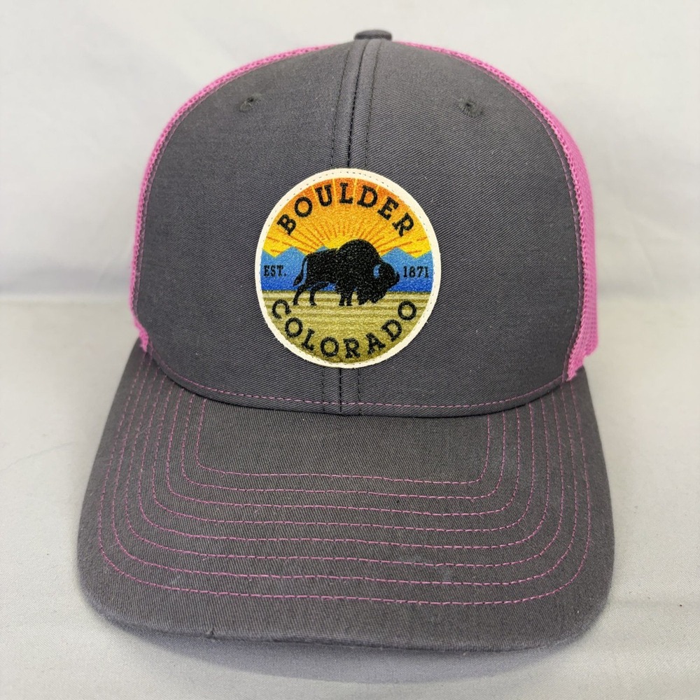Richardson Hat Boulder Colorado Trucker Womens OSFM Grey Pink Buffalo 112
